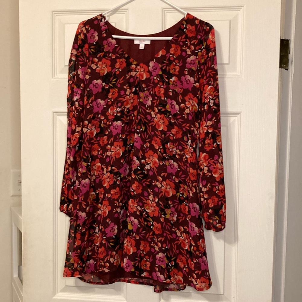 Candie’s Split Long Sleeve Short Floral Dress
